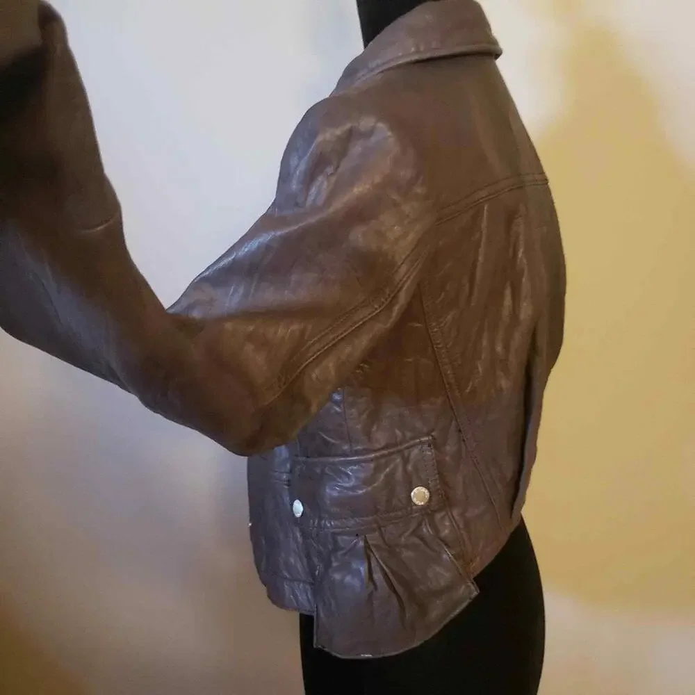 LKNW Michael Kors Brown soft leather jacket coat S